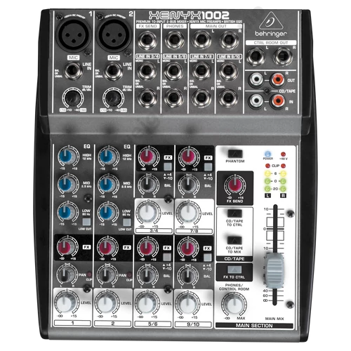 Behringer Xenyx 1002 Prémium 10-Bemenet 2-Busz Mixer XENYX Mikrofon Előerősítővel