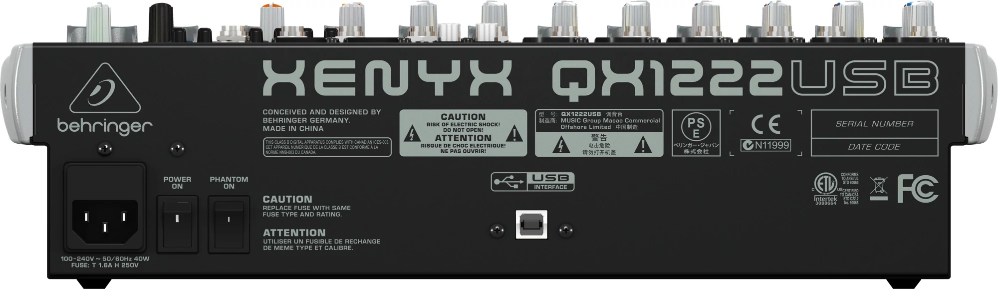 Behringer Xenyx QX1222USB Effektes Keverő USB-csatlakozóval