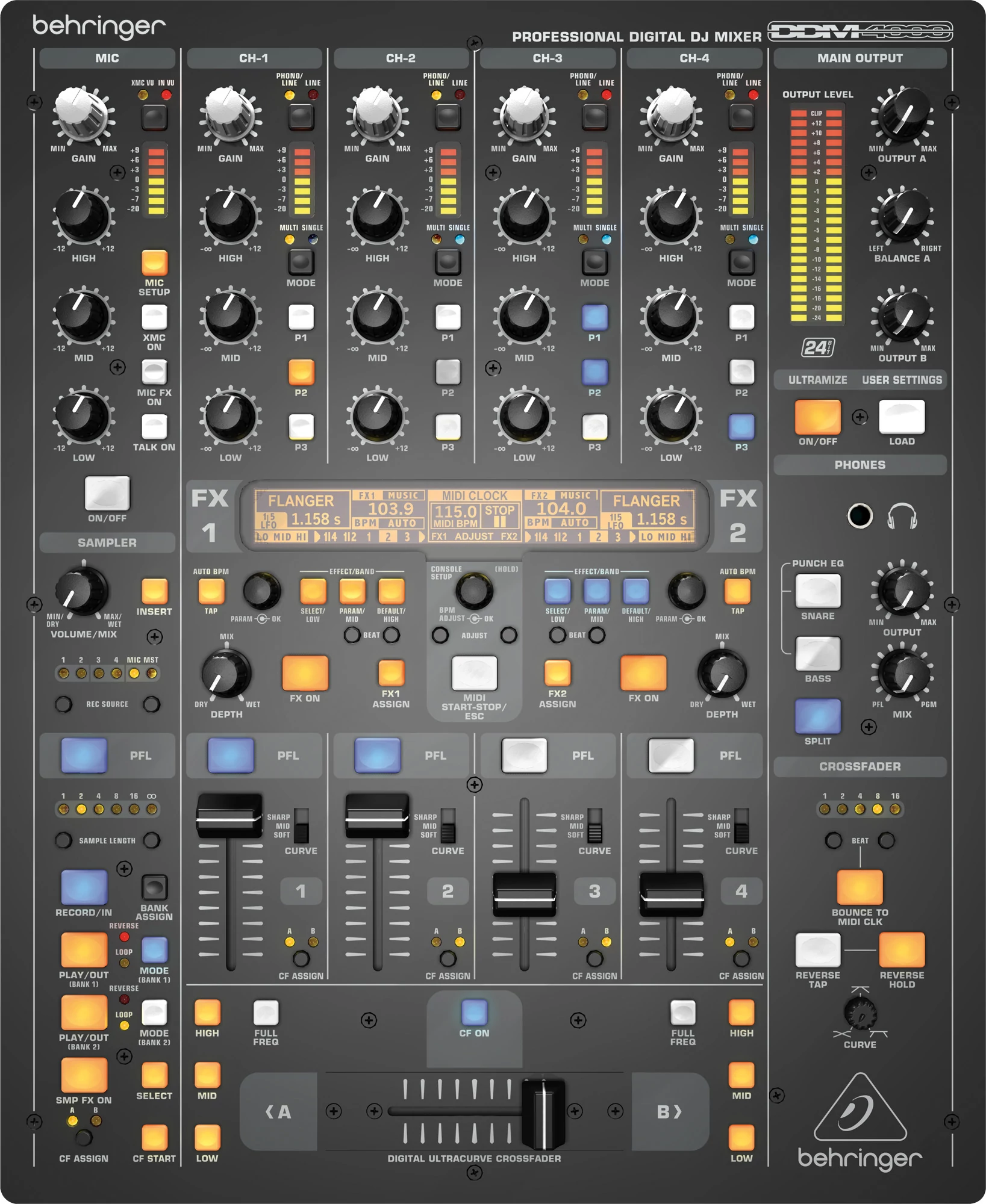Behringer DDM4000 5-Csatornás Digitális DJ Pro Mixer