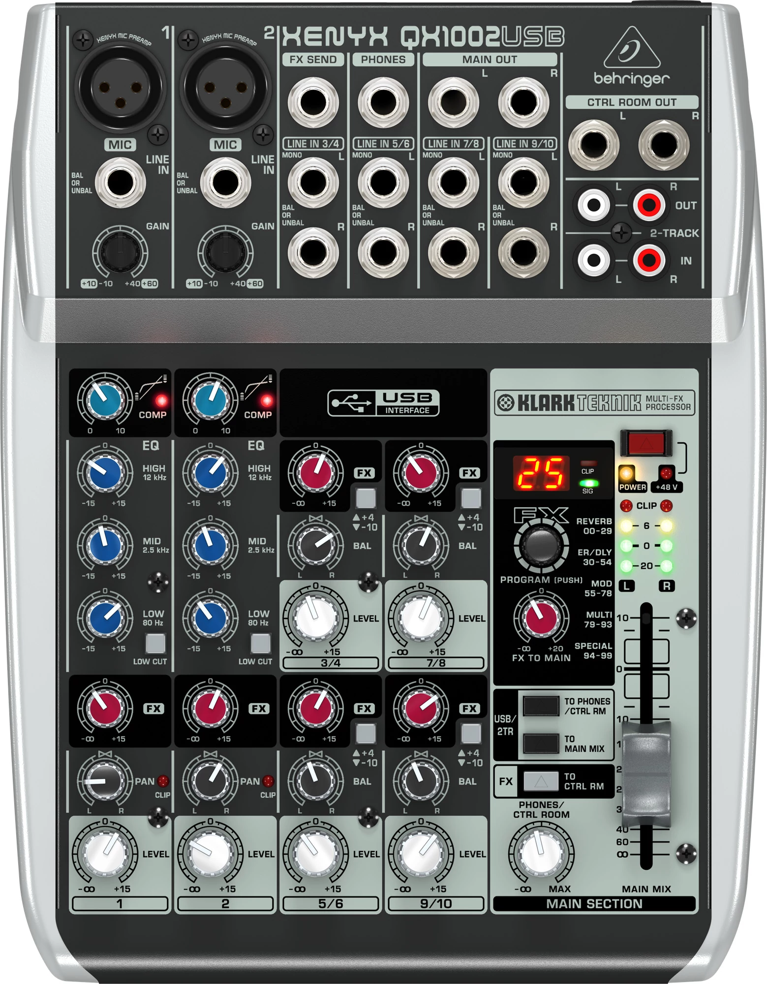 Behringer Xenyx QX1002USB Effektes Keverő USB-csatlakozóval