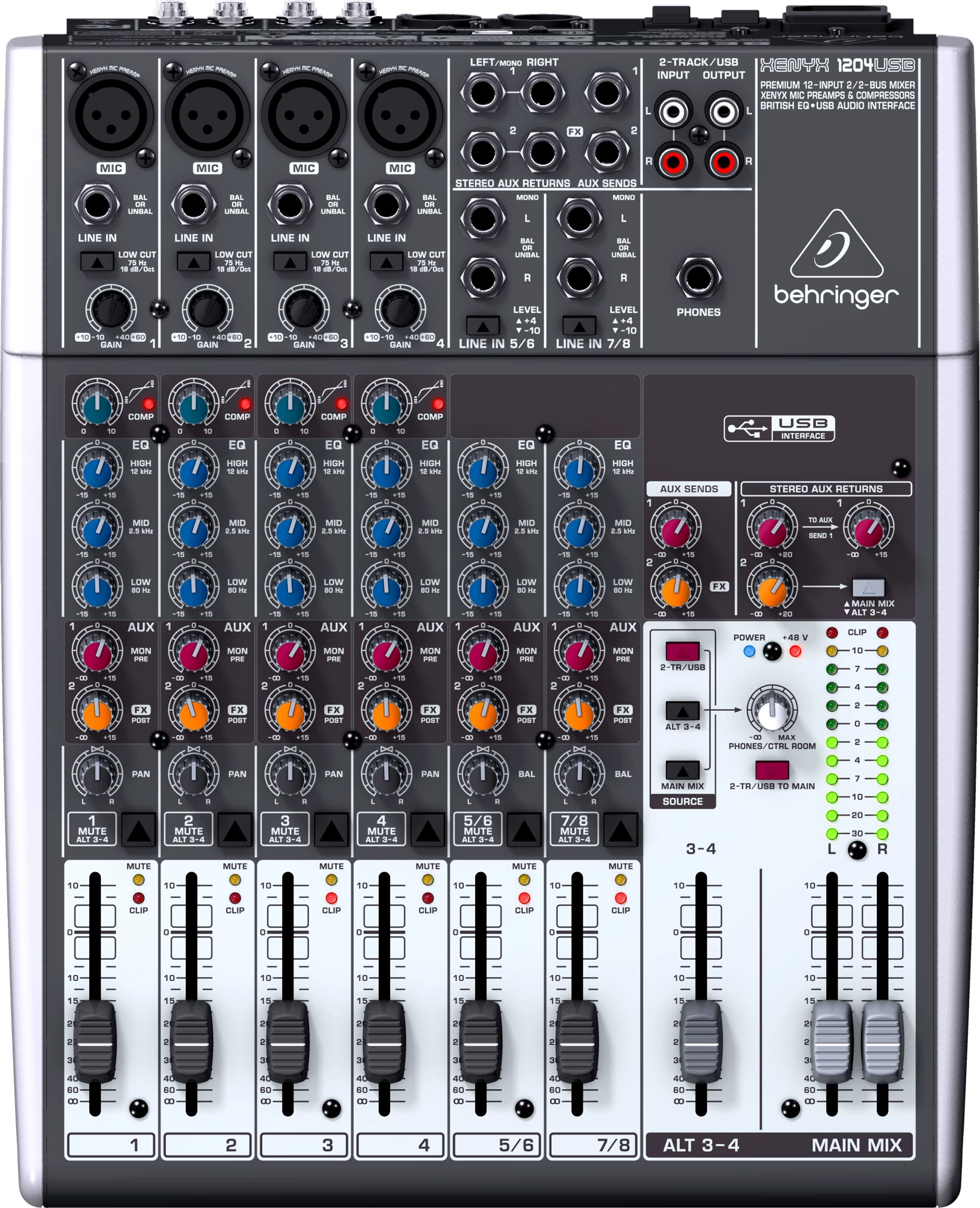 Behringer Xenyx Q1204USB Keverő USB-csatlakozóval