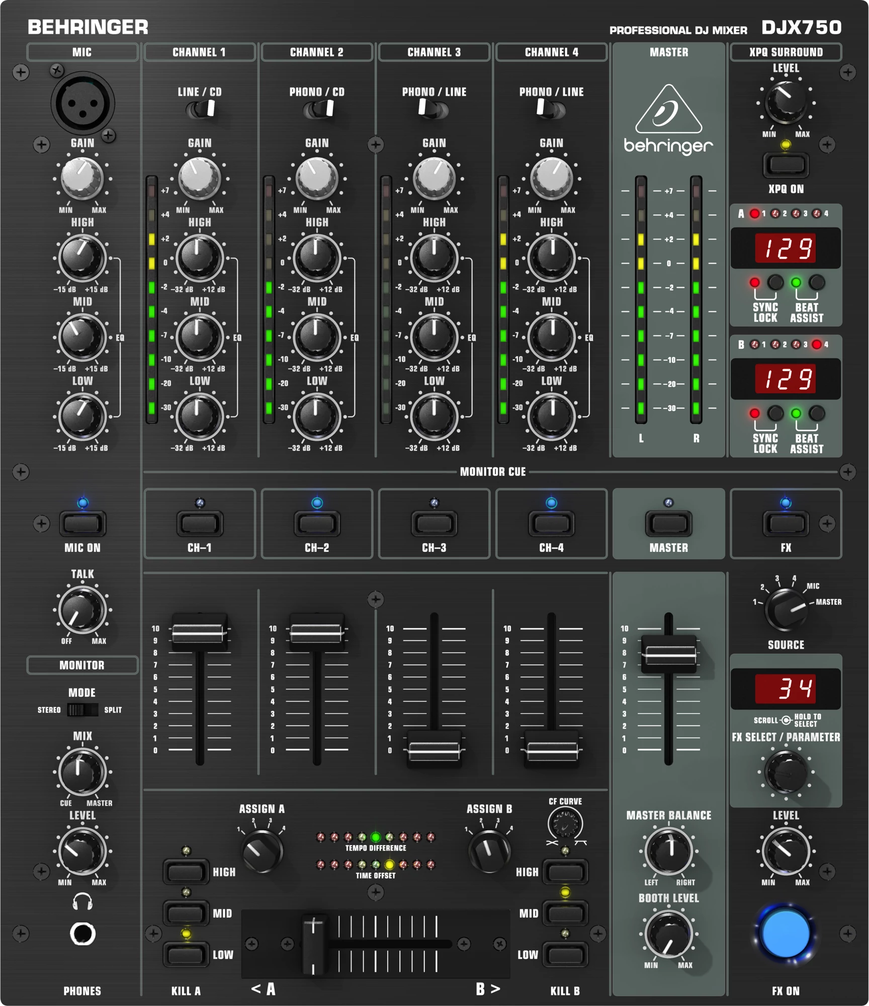Behringer Pro Mixer DJX750 5-Csatornás DJ Mixer