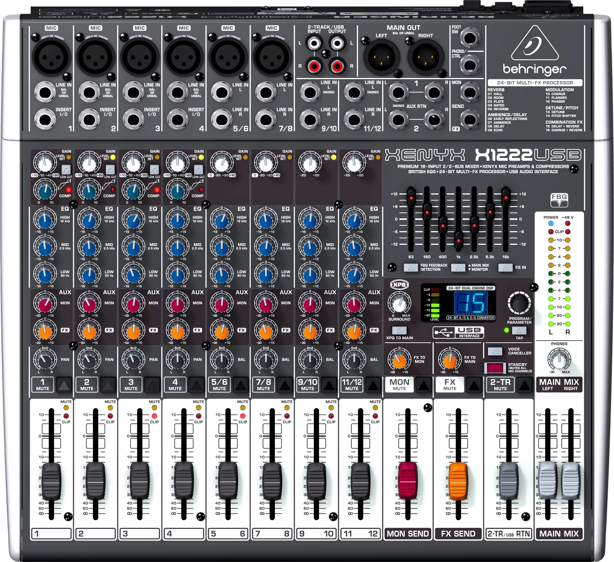 Behringer Xenyx X1222USB Effektes Keverő USB-csatlakozóval